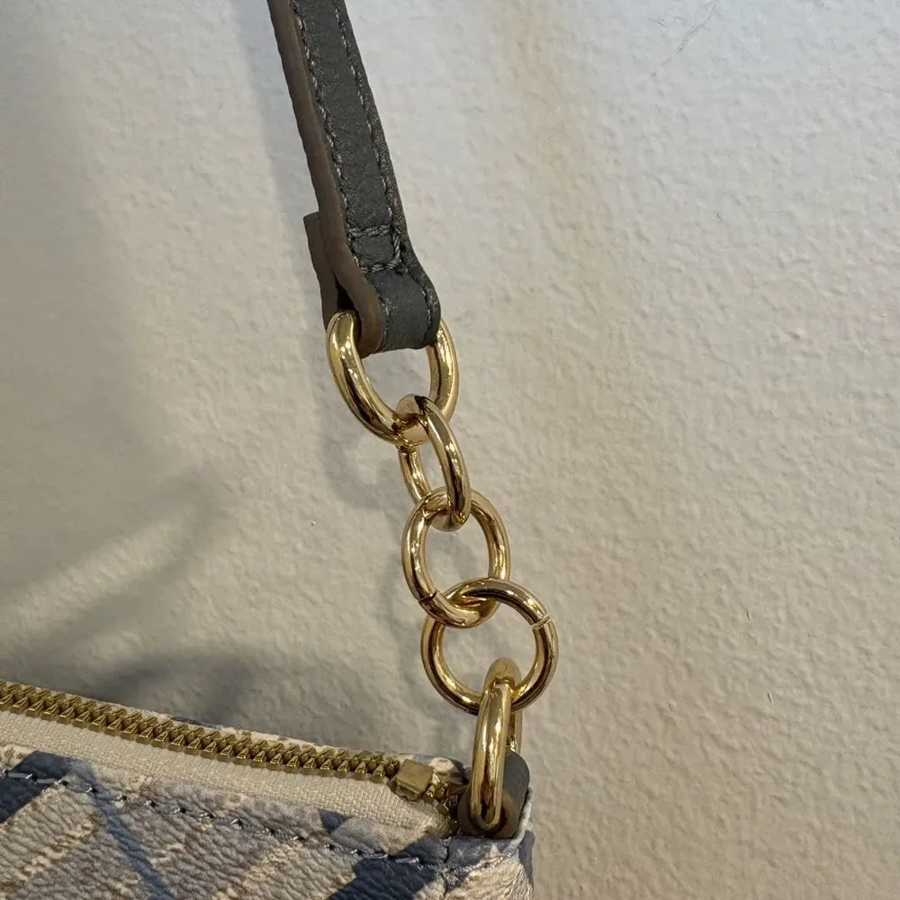 Nanette Lepore Blue and Cream Checkered Shoulder Bag